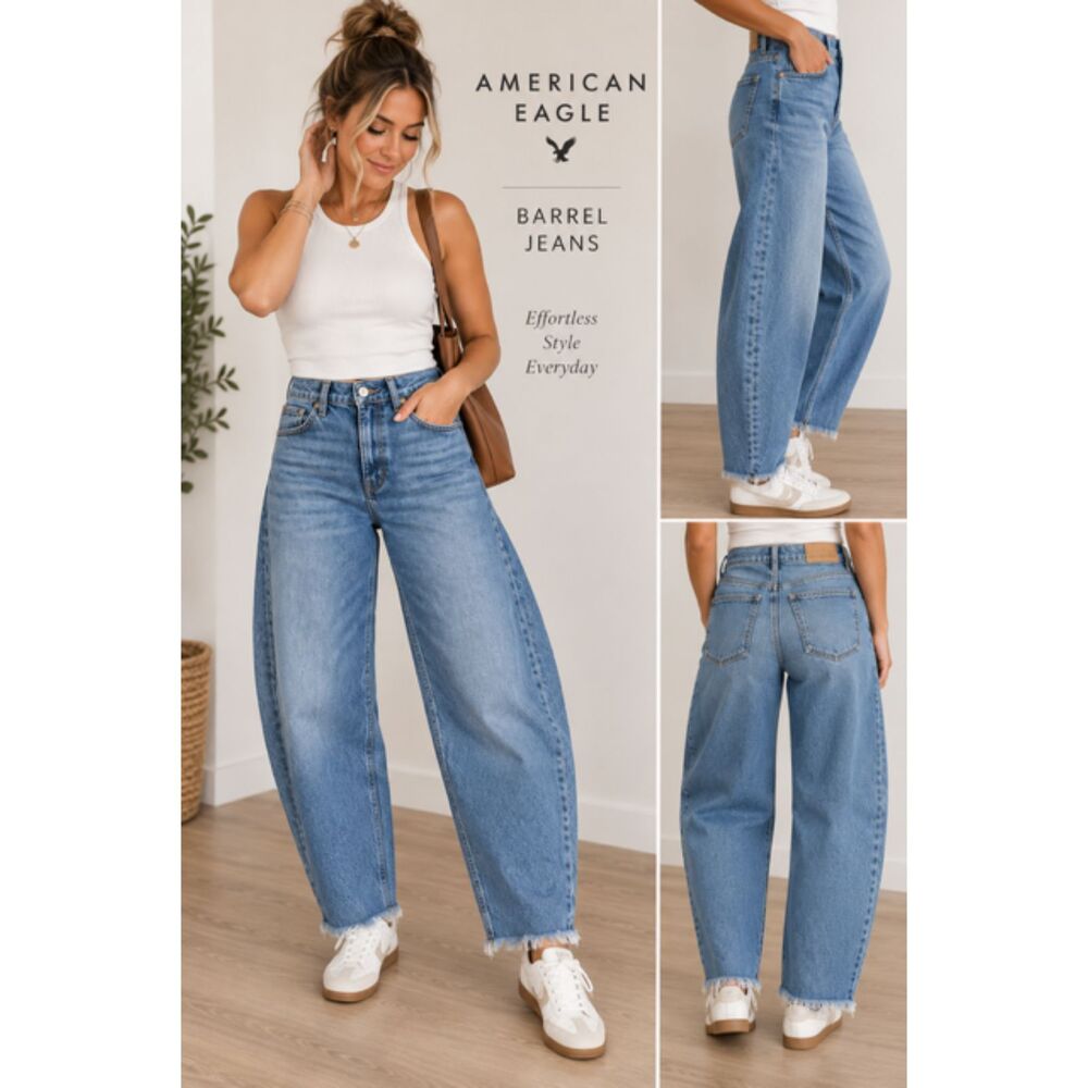 American Eagle Barrel Jeans | Size 12 Long
